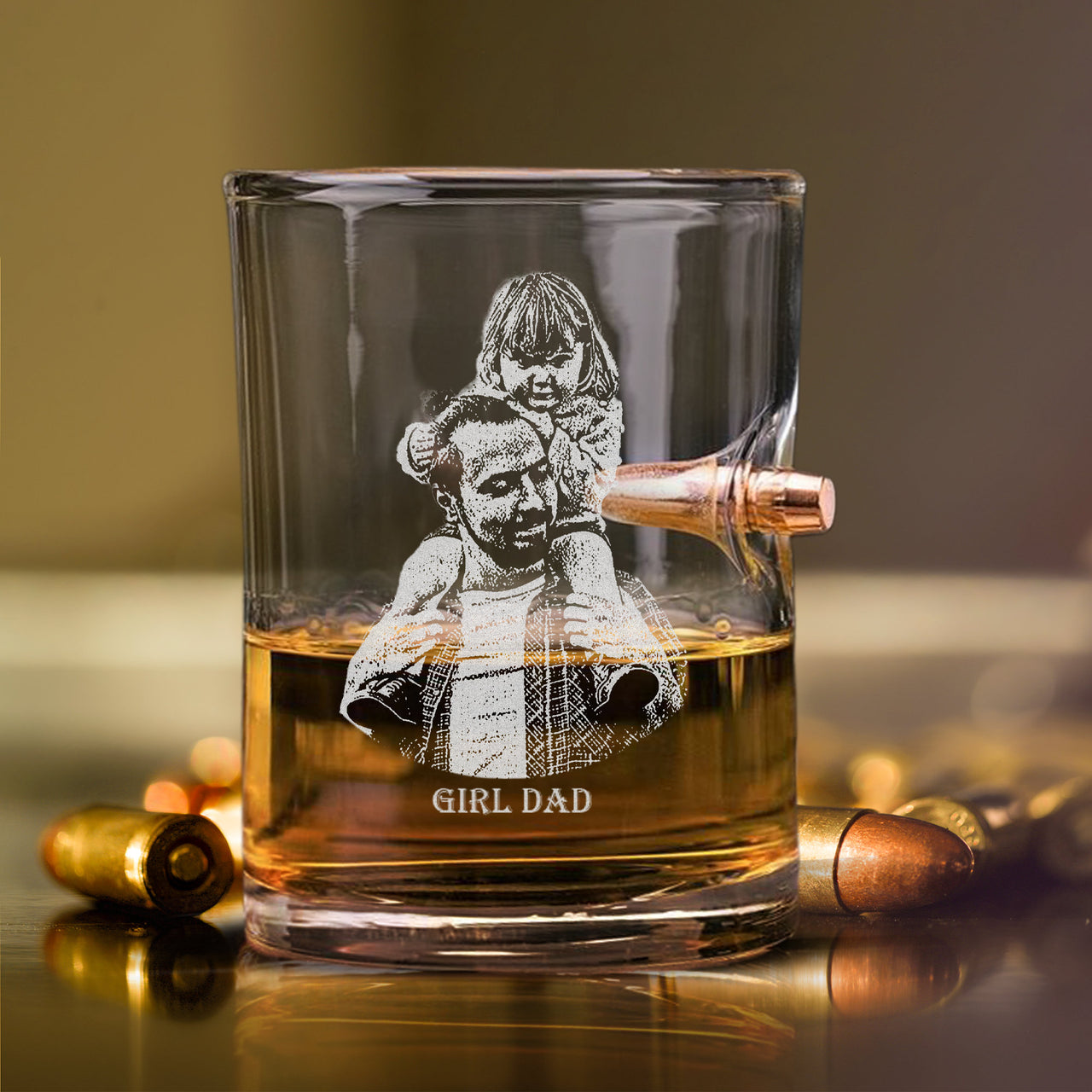 Personalized Photo Bullet Glass Picture on Whiskey Glass | 10 oz Dad Portrait Etched Glasses