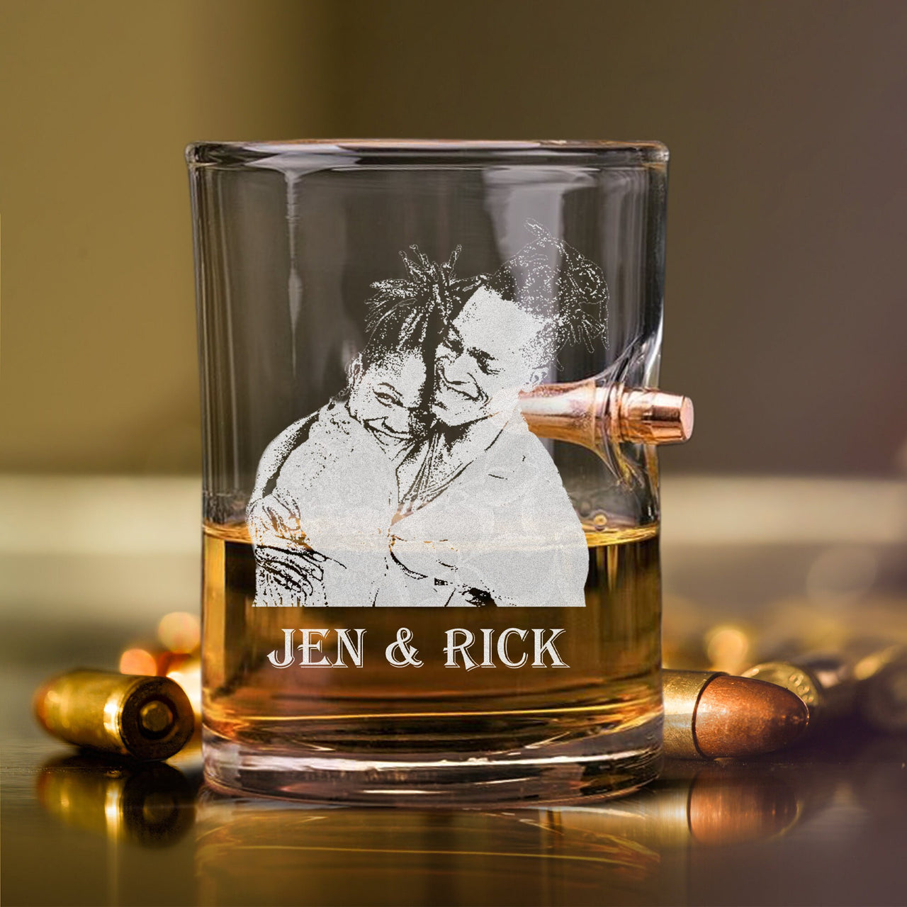Custom Picture Gift for Dad 10oz Bullet Whiskey Glass