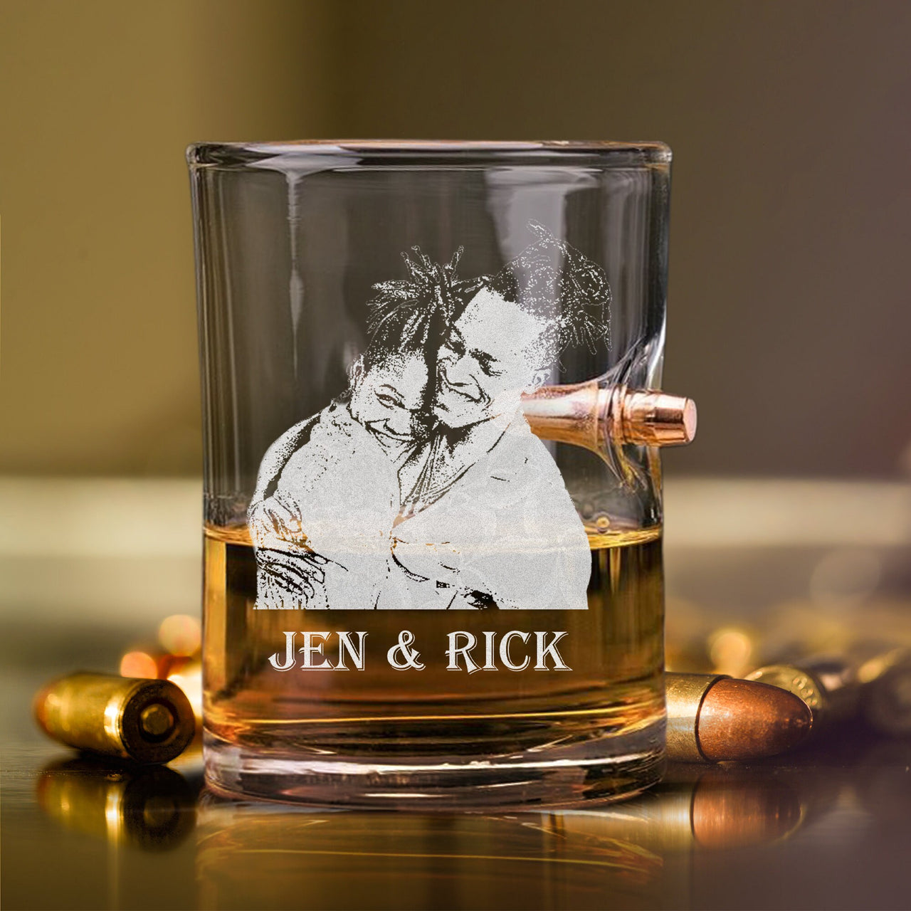 Personalized Photo Bullet Glass Picture on Whiskey Glass | 10 oz Dad Portrait Etched Glasses