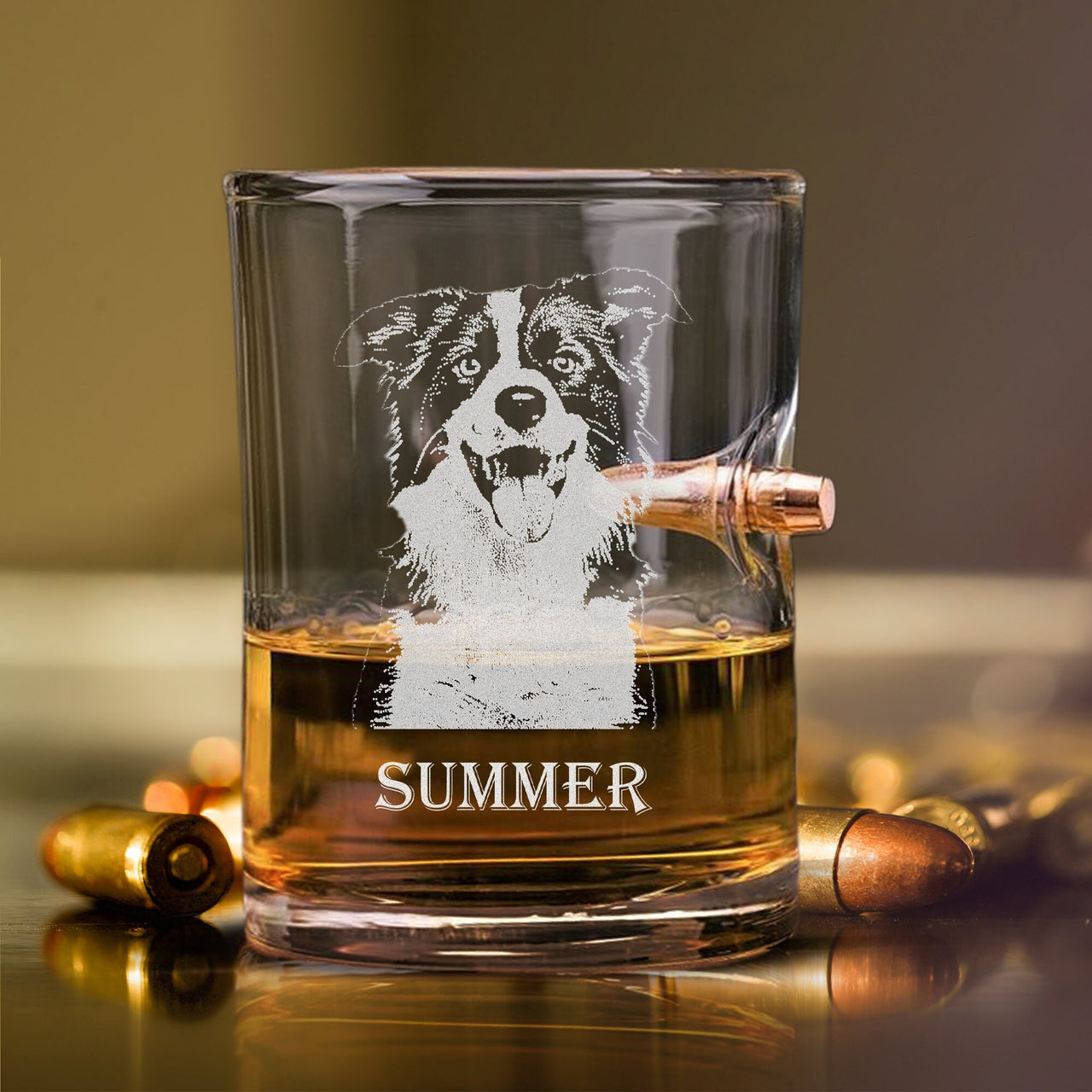 Personalized Photo Bullet Glass Picture on Whiskey Glass | 10 oz Dad Portrait Etched Glasses