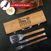 Thumbnail for Custom Grillfather BBQ Set: 3-Piece Bamboo Kit