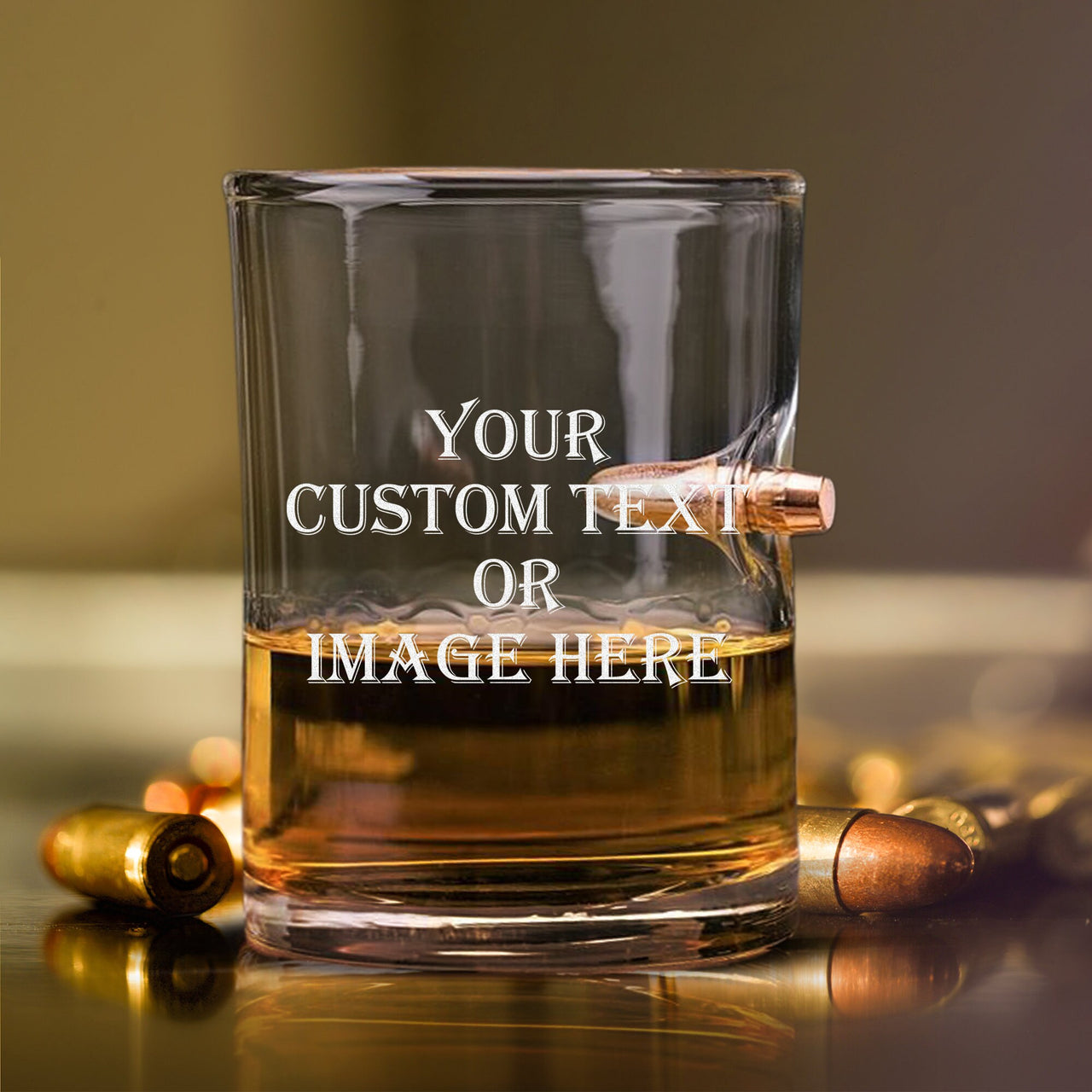 Custom Design 10 oz Bullet Whiskey Glass | Personalized Image/Text Bullet Glass