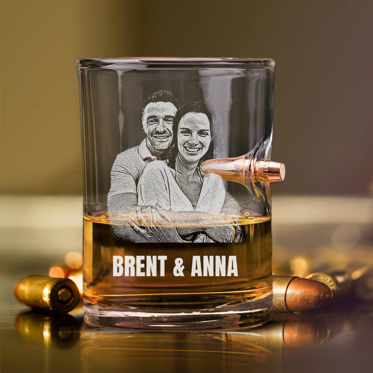 Personalized Photo Bullet Glass Picture on Whiskey Glass | 10 oz Dad Portrait Etched Glasses