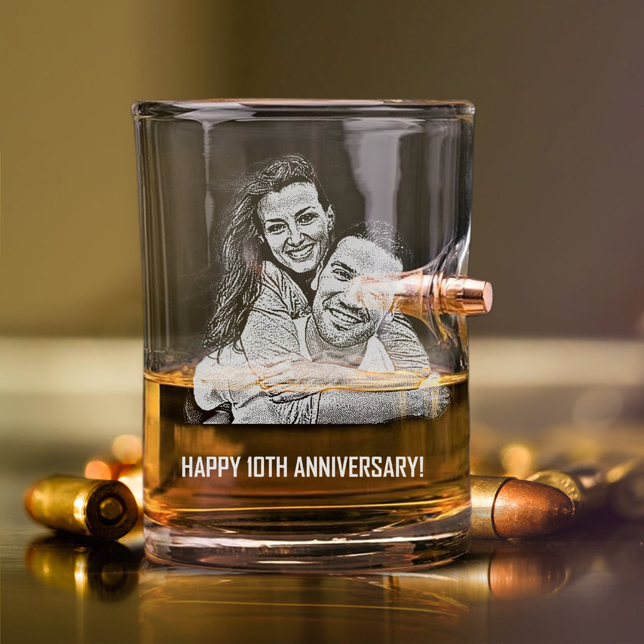Personalized Photo Bullet Glass Picture on Whiskey Glass | 10 oz Dad Portrait Etched Glasses