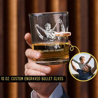 Thumbnail for Personalized Photo Bullet Glass Picture on Whiskey Glass | 10 oz Dad Portrait Etched Glasses