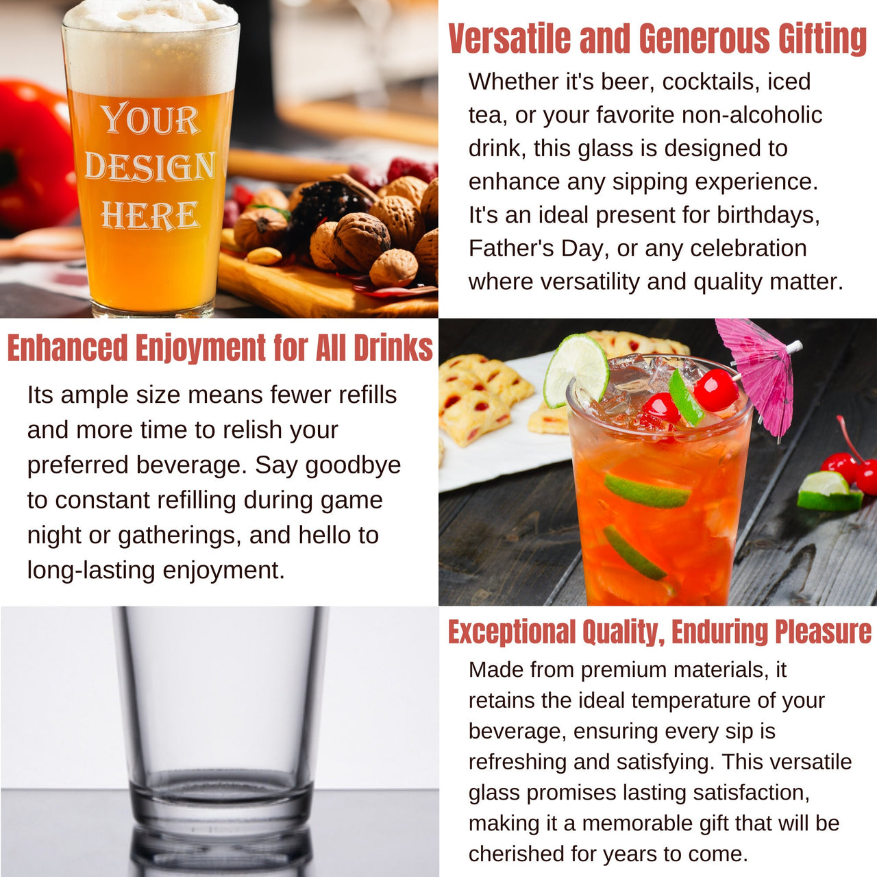 Personalized 22oz Beer Glasses Customized Company Logo – Bulk Orders