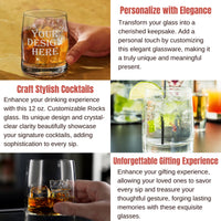 Thumbnail for Custom Whiskey Glass Design | Your Own 12oz Etched Rocks Glass