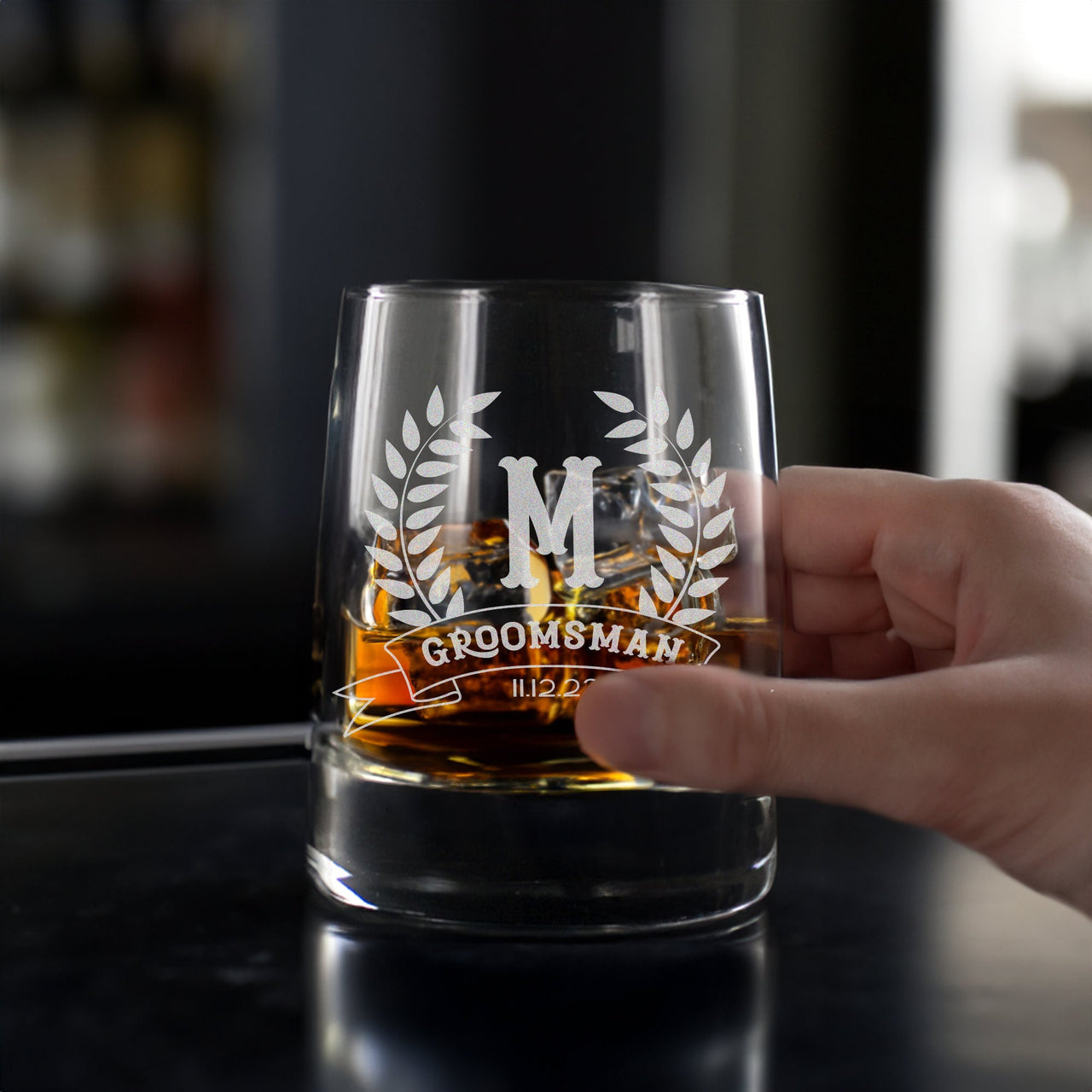 Custom Whiskey Glass Design Your Own 12oz Etched Rocks Glass, Personalized Bourbon Whiskey Glasses Veterans Day Gift, Promotional Glass Gift