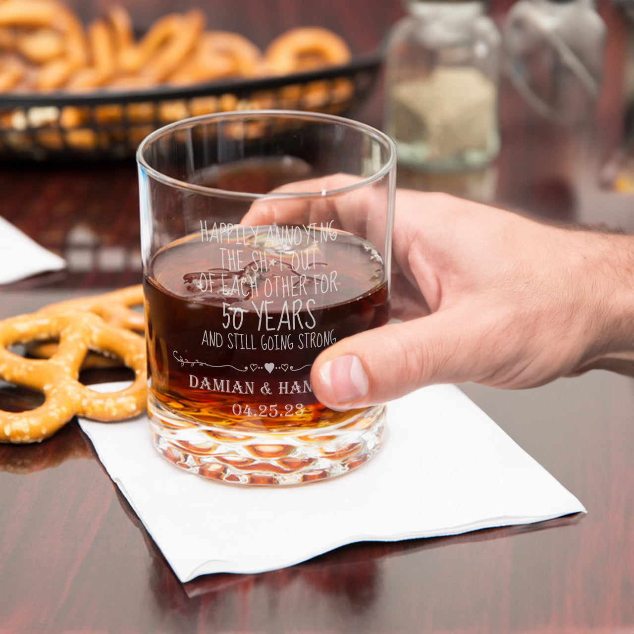 Custom Your Own Design Etched 12.25oz Whiskey Glasses, Personalized Design Rocks Glass Perfect for Home Bar ware, Mancave Gift Decor Glass