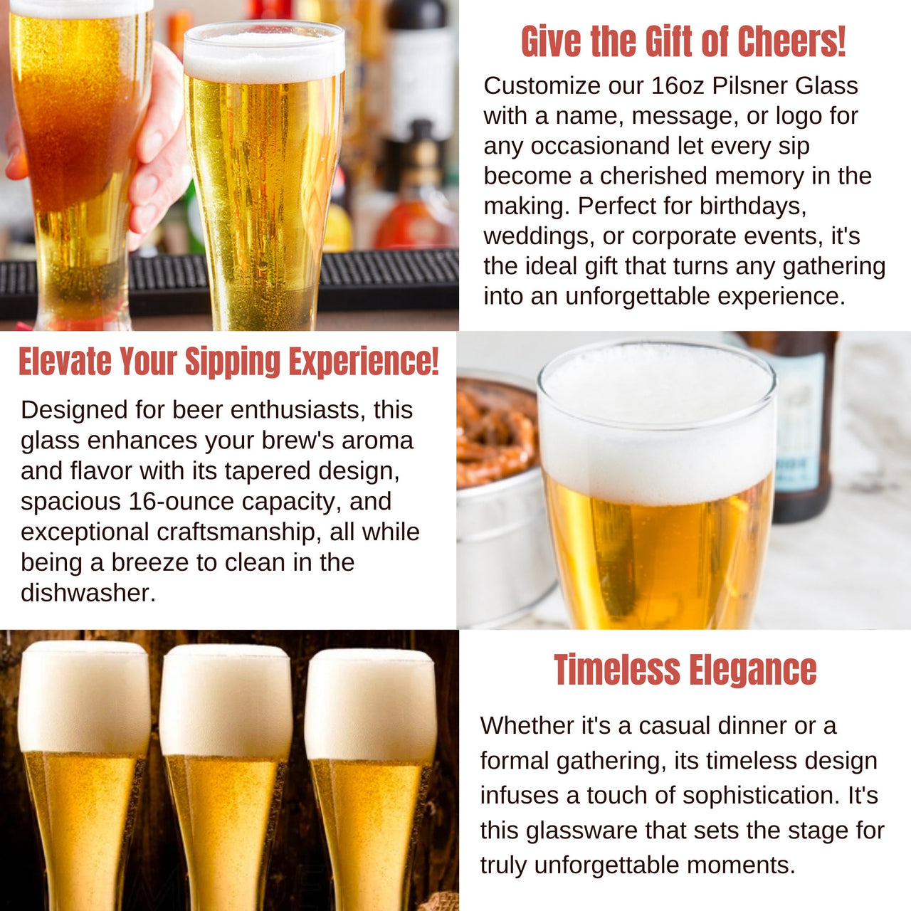 Custom Logo 16oz Pilsner Glasses