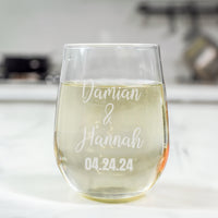 Thumbnail for Personalized Stemless Glasses | Custom Text 15oz Stemless Wine Glass