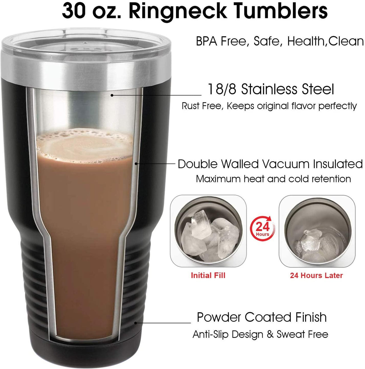 Personalized Tumbler with Lid, 30 oz Vacuum Insulated Tumbler