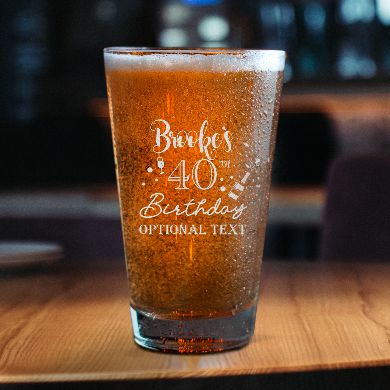 40th Birthday Gifts Personalized Engraved Pint Glass