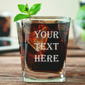 10 oz your text square whiskey glass - white