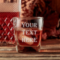 10 oz your text square whiskey glass - white