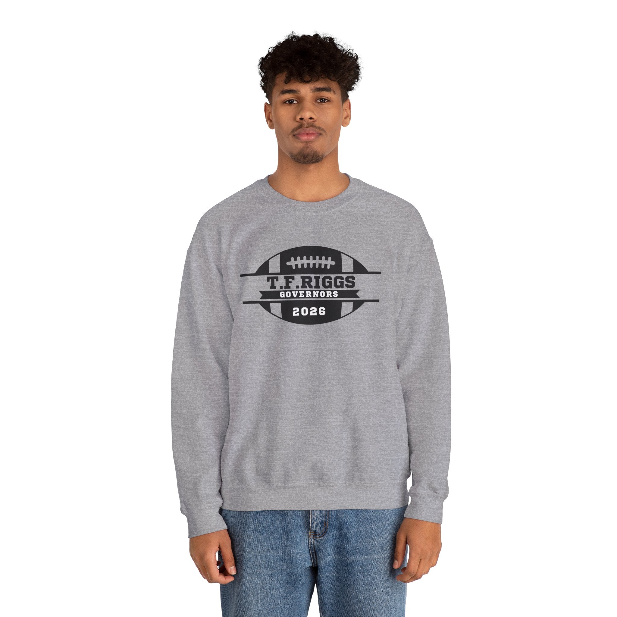 T.F. Riggs Governors Football White Badge Crewneck Sweatshirt