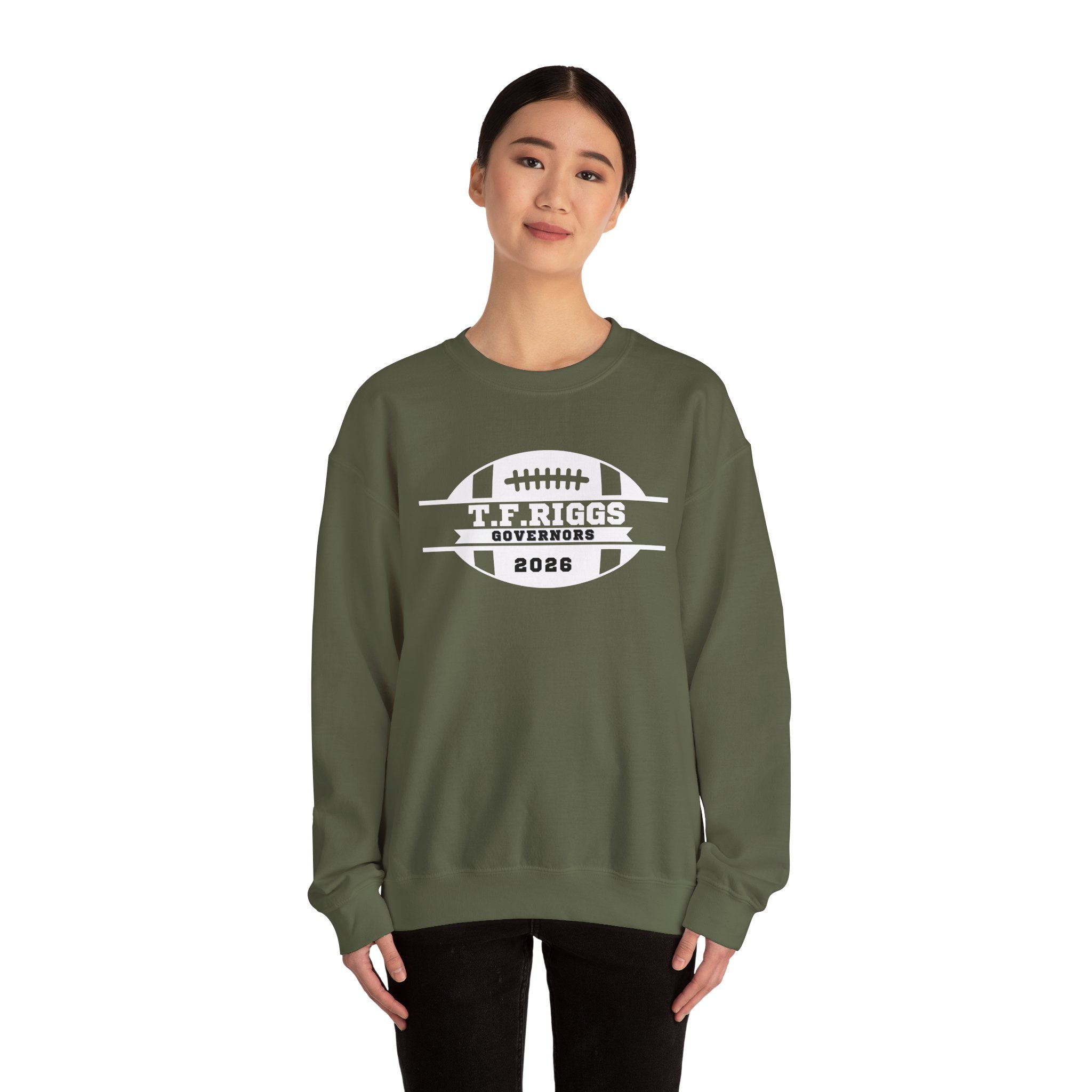 T.F. Riggs Governors Football White Badge Crewneck Sweatshirt