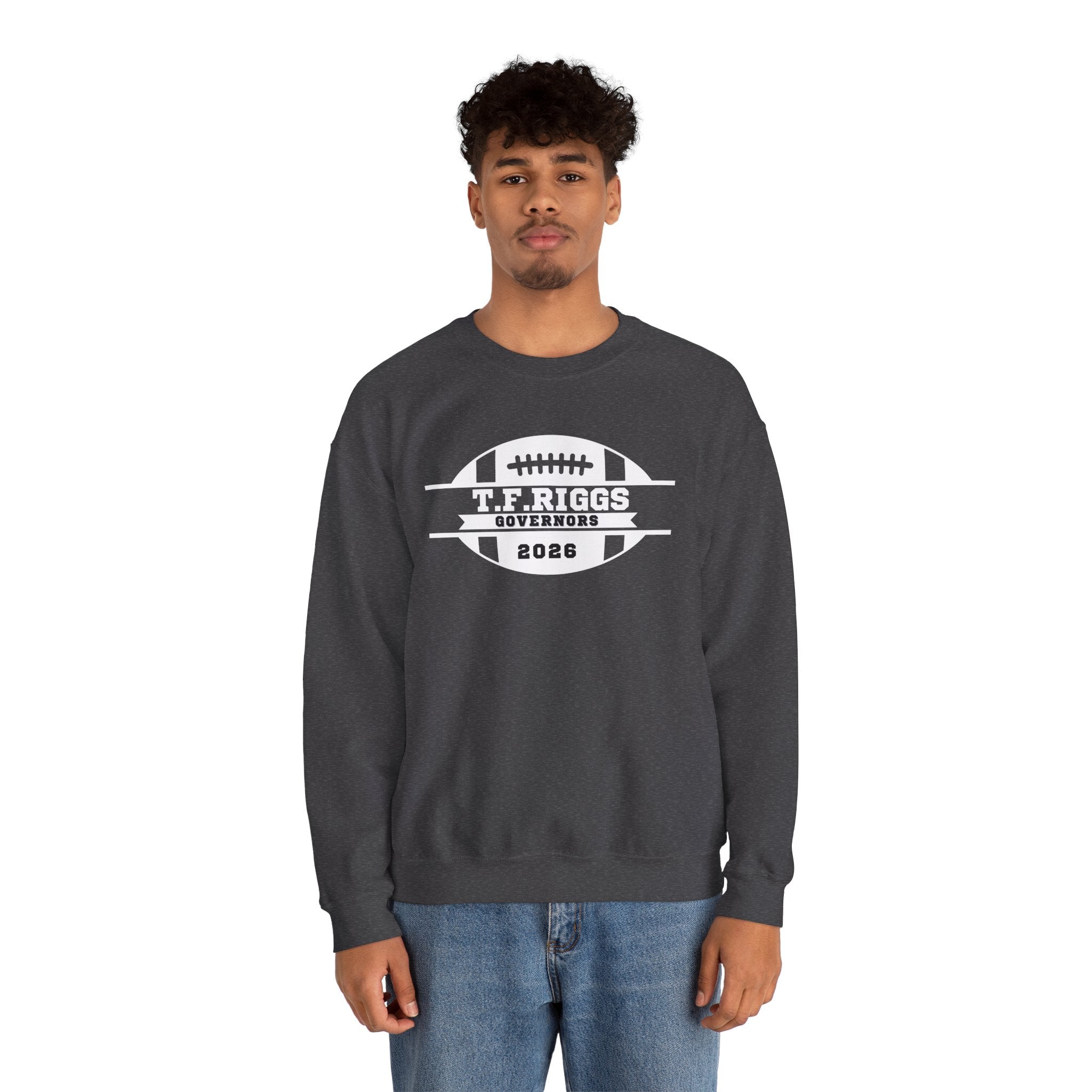 T.F. Riggs Governors Football White Badge Crewneck Sweatshirt