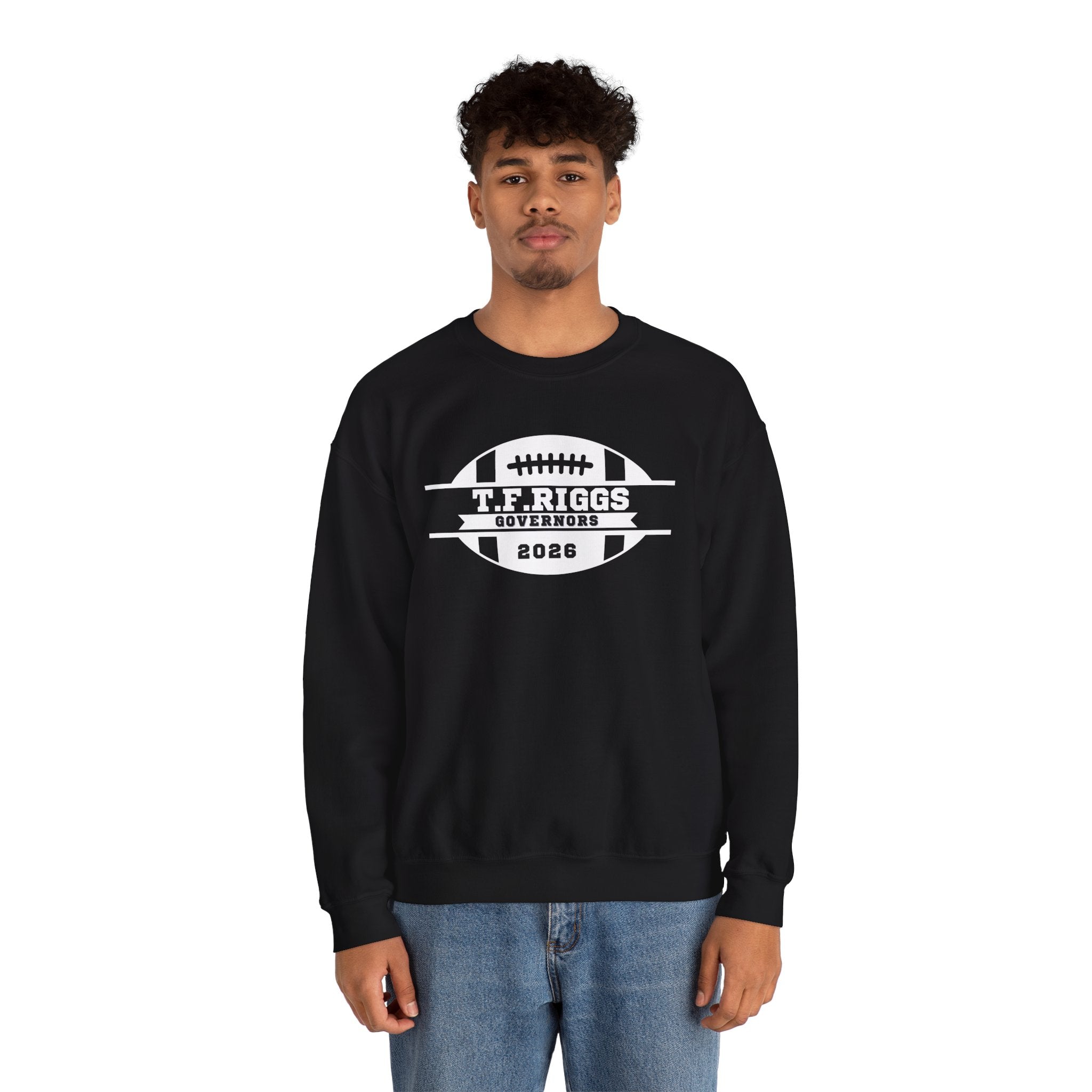 T.F. Riggs Governors Football White Badge Crewneck Sweatshirt