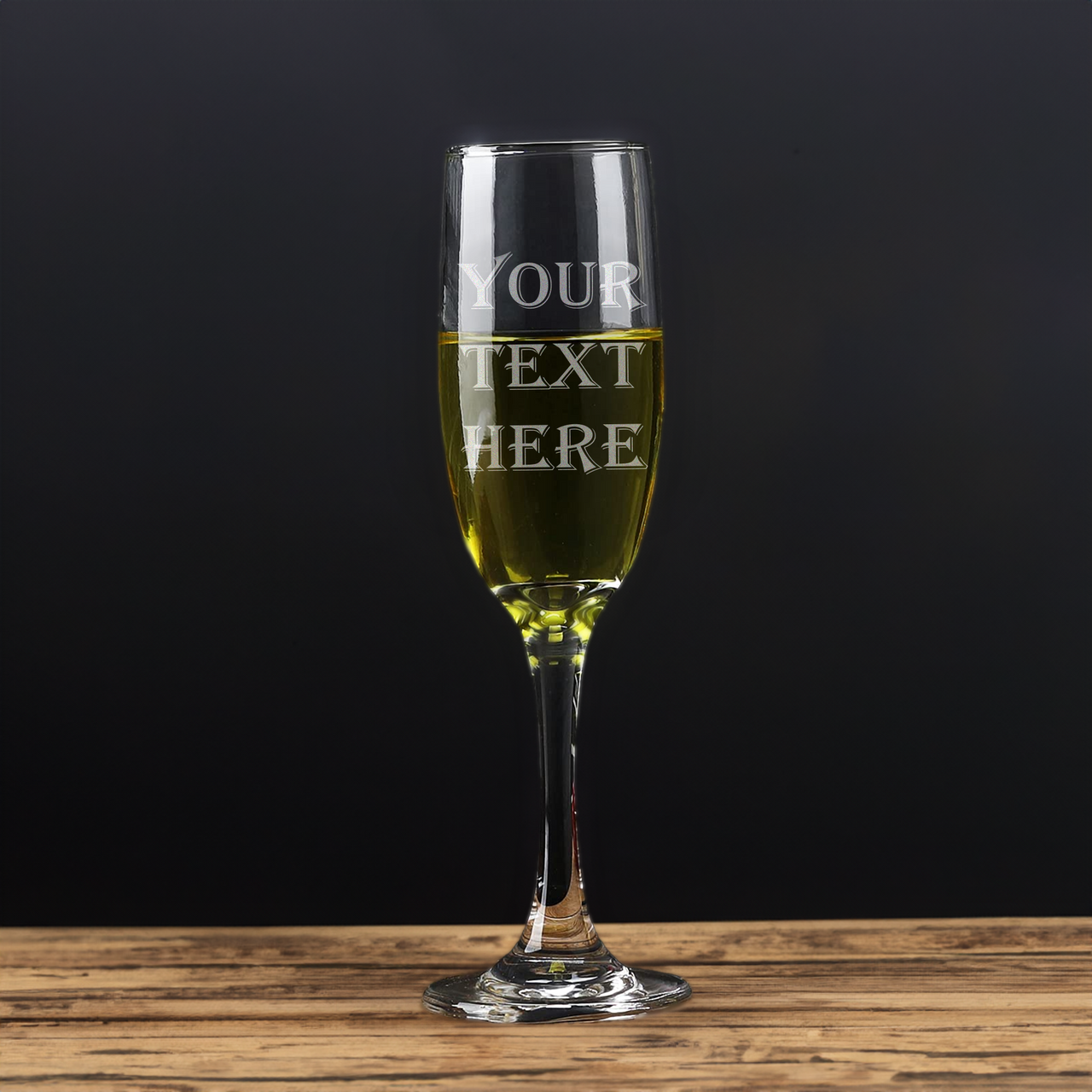 Custom 8oz Champagne Flute Glass Your Text