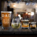 New Dad Gift, Personalized Dad EST Drinkware New Father Gift for Father's Day, Custom Names and Date Beer Glass, Whiskey Glass, Dad Gifts