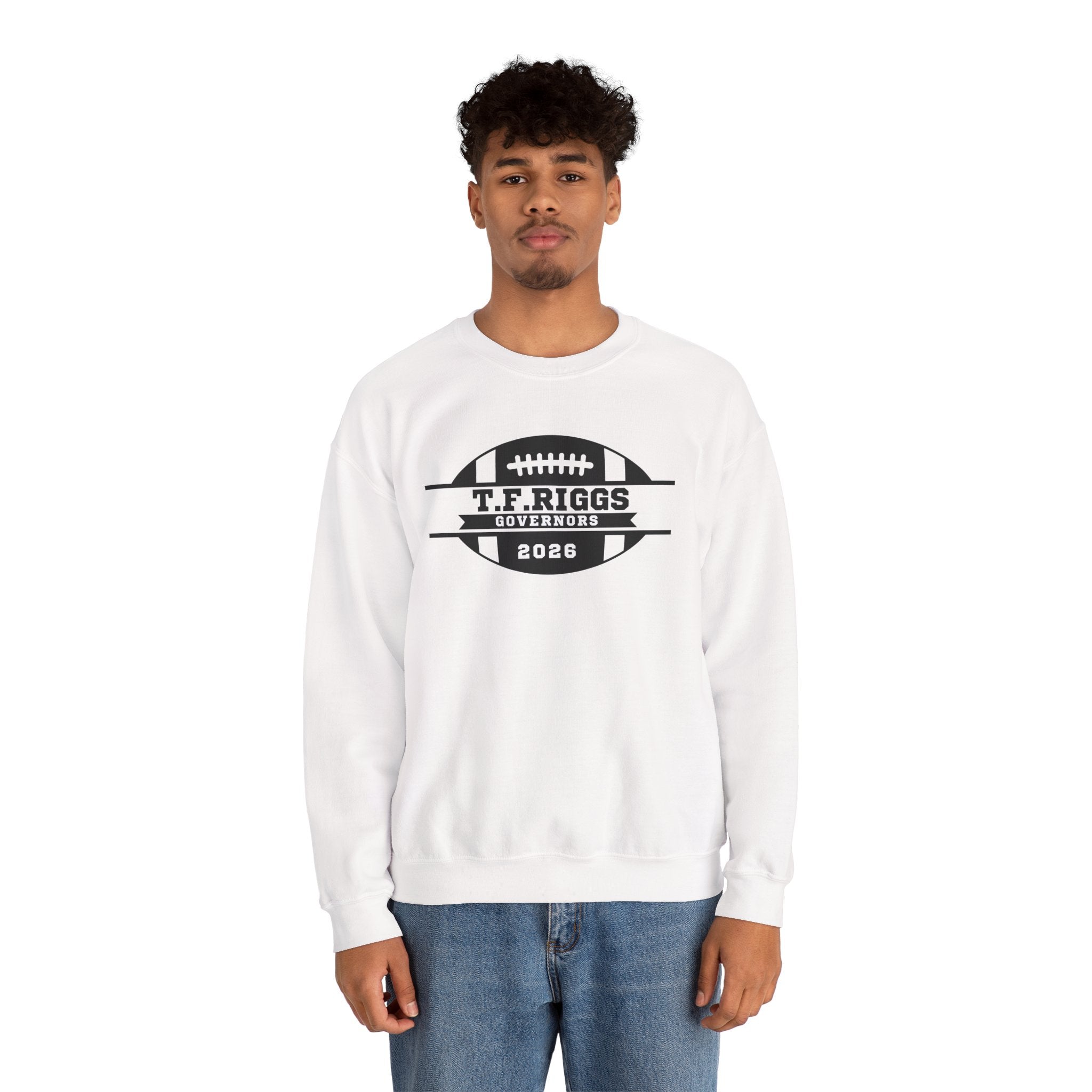 T.F. Riggs Governors Football White Badge Crewneck Sweatshirt