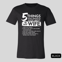 Thumbnail for 5 things you should know about my wife black shirt