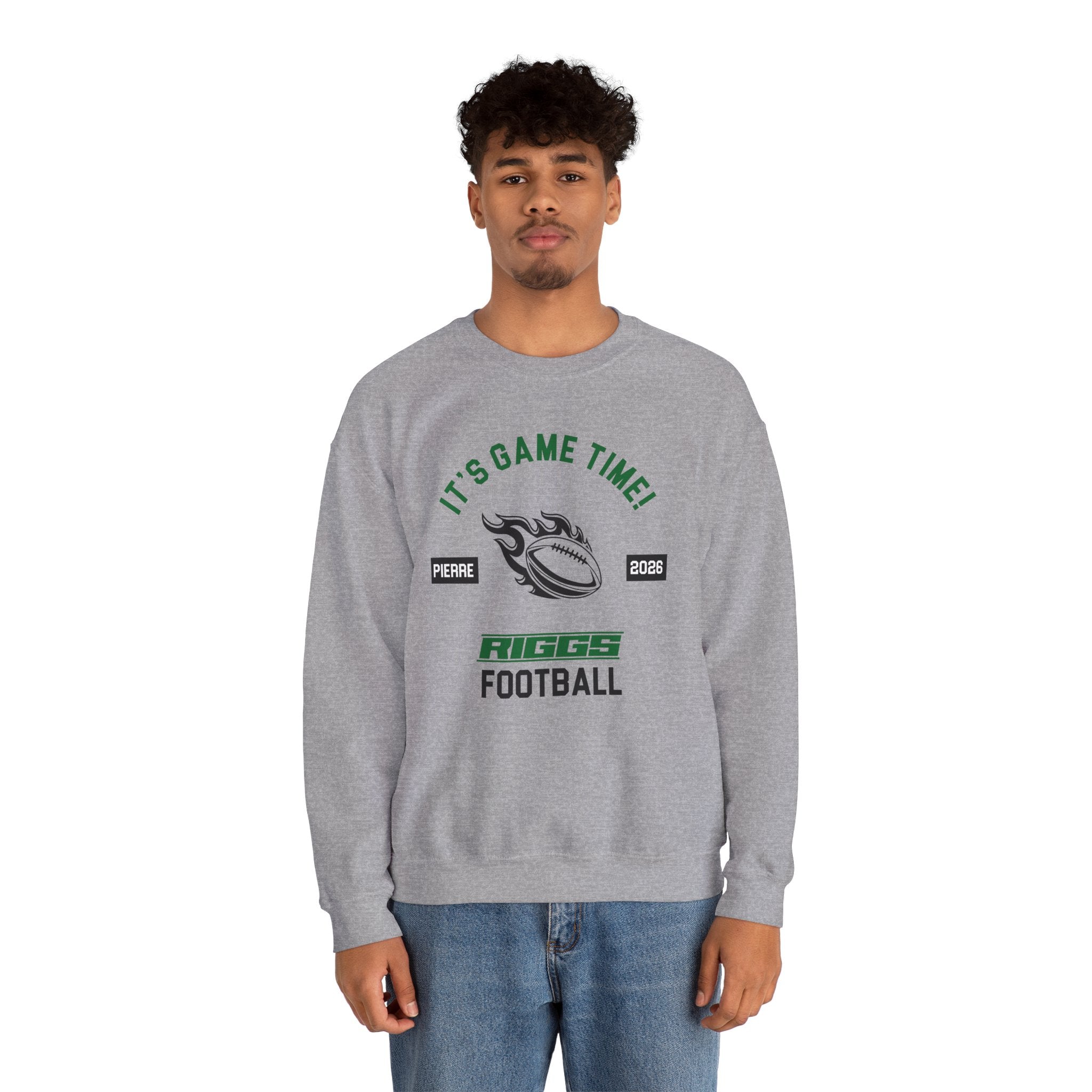 T.F. Riggs Flaming Football Crewneck Sweatshirt