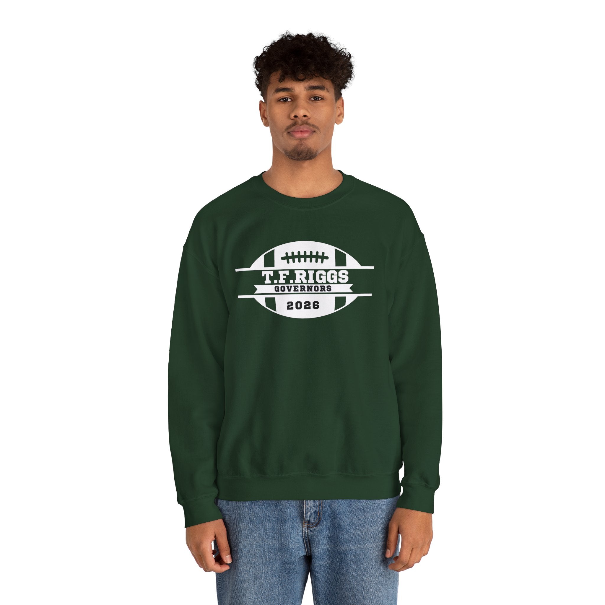 T.F. Riggs Governors Football White Badge Crewneck Sweatshirt