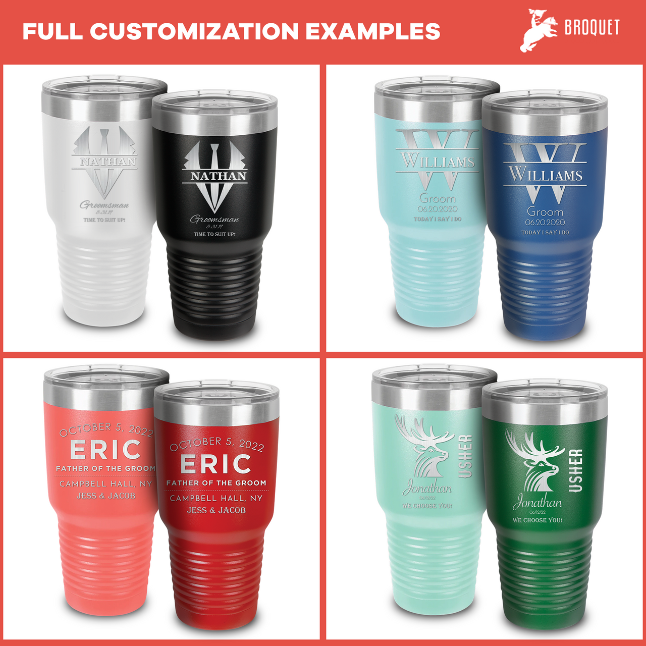 Stainless Steel Groomsmen Tumbler - Personalized and Insulated Gift for Men - Ideal for Weddings and Bulk Orders