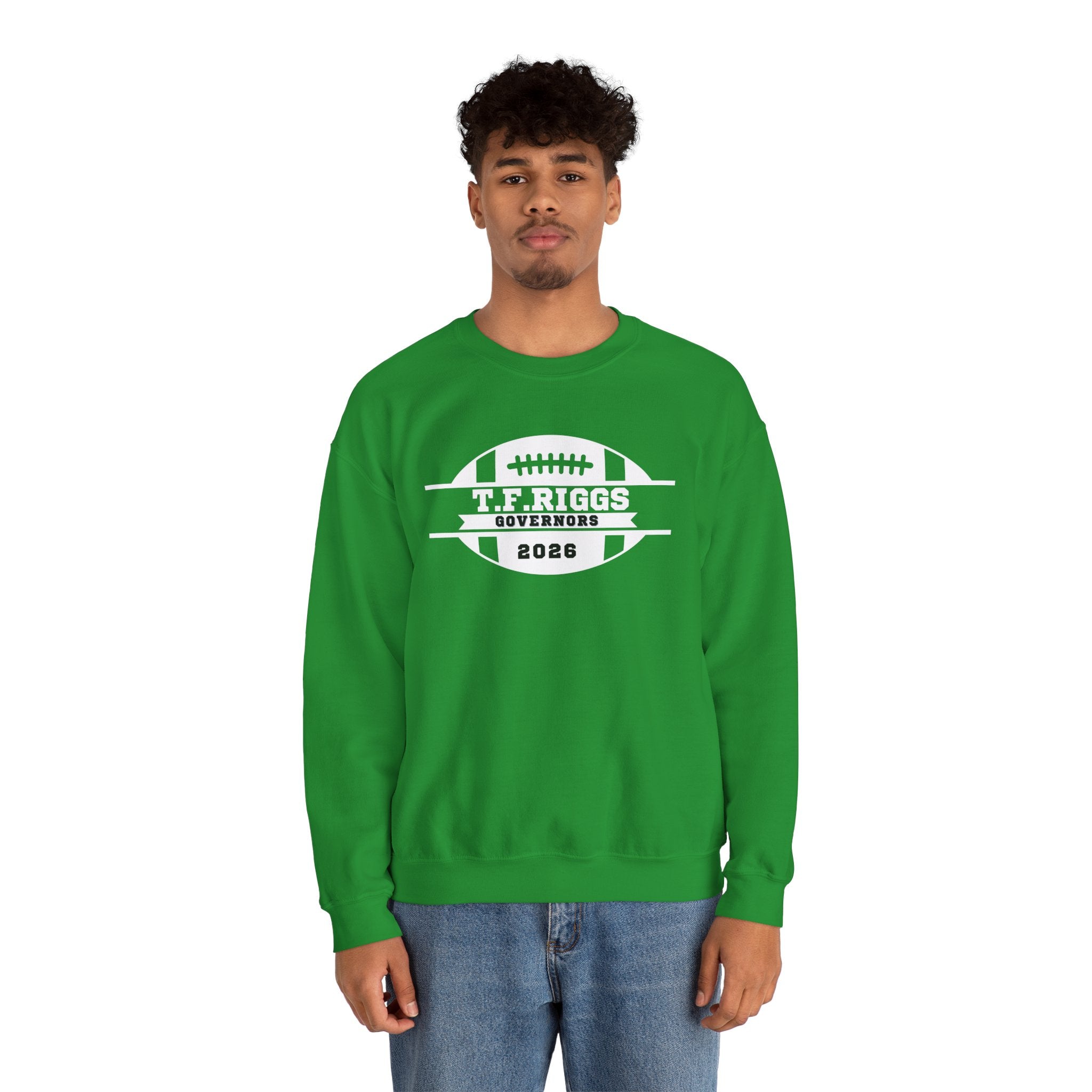 T.F. Riggs Governors Football White Badge Crewneck Sweatshirt