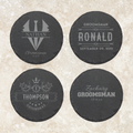Round Groomsmen Slate Coasters for Wedding | Personalized Wedding Coasters