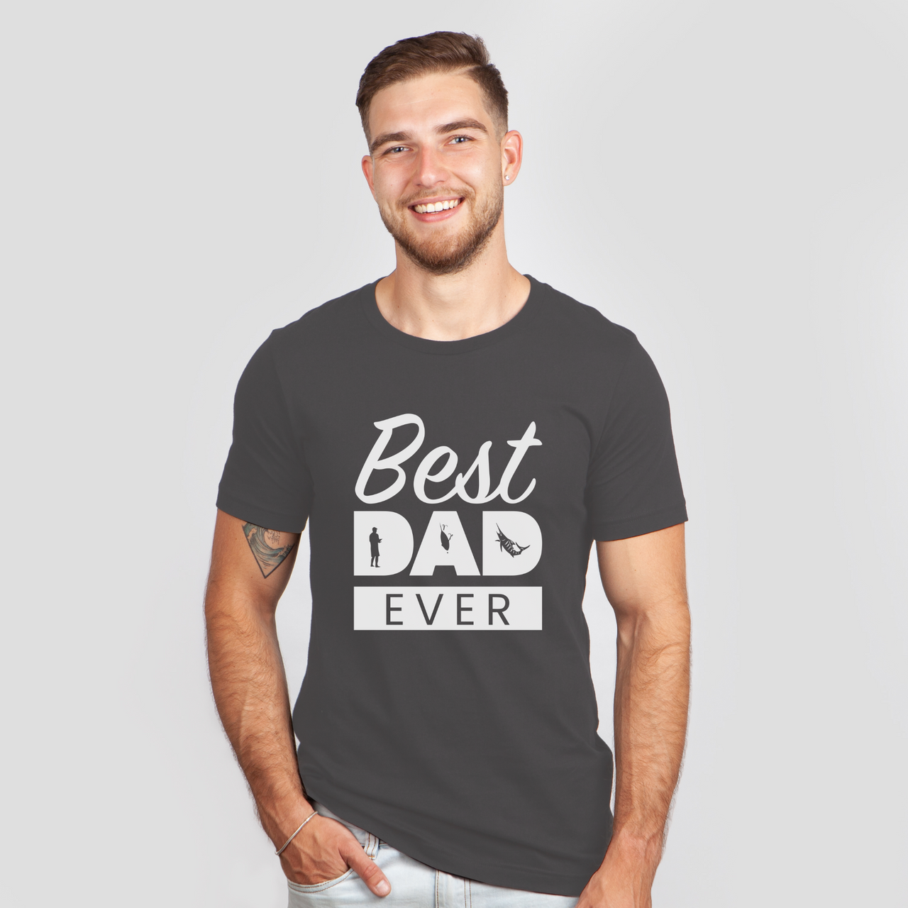 best dad ever fishing dark gray shirt
