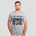 can't hear you i'm gaming gray shirt - bw