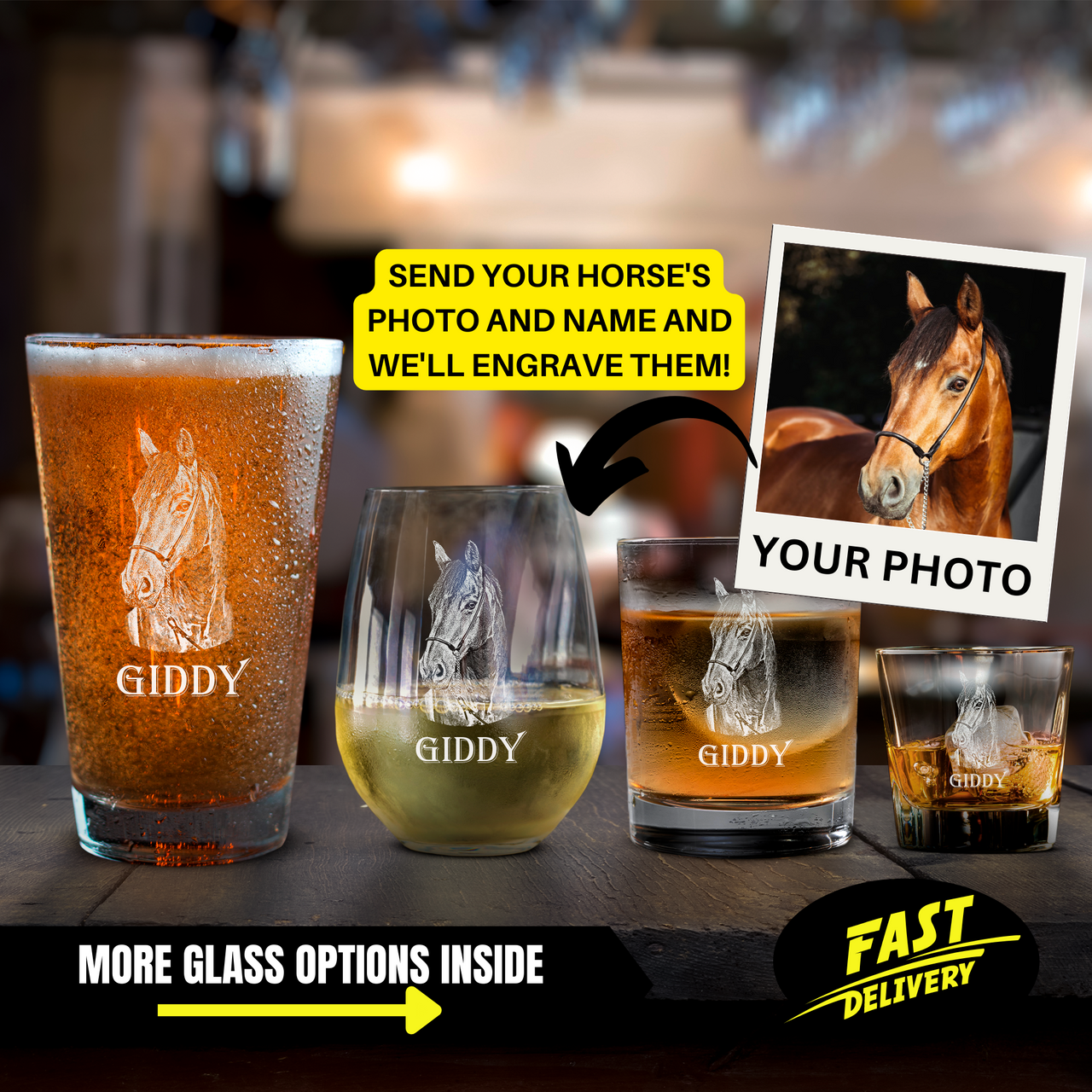 Custom Horse Drinking Glasses