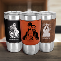Thumbnail for custom etched photo dad leatherette tumblers