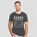 game nutrition facts dark gray shirt - bw