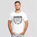 gamers never die they respawn white shirt - bw