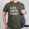live love camp boho army shirt - bw