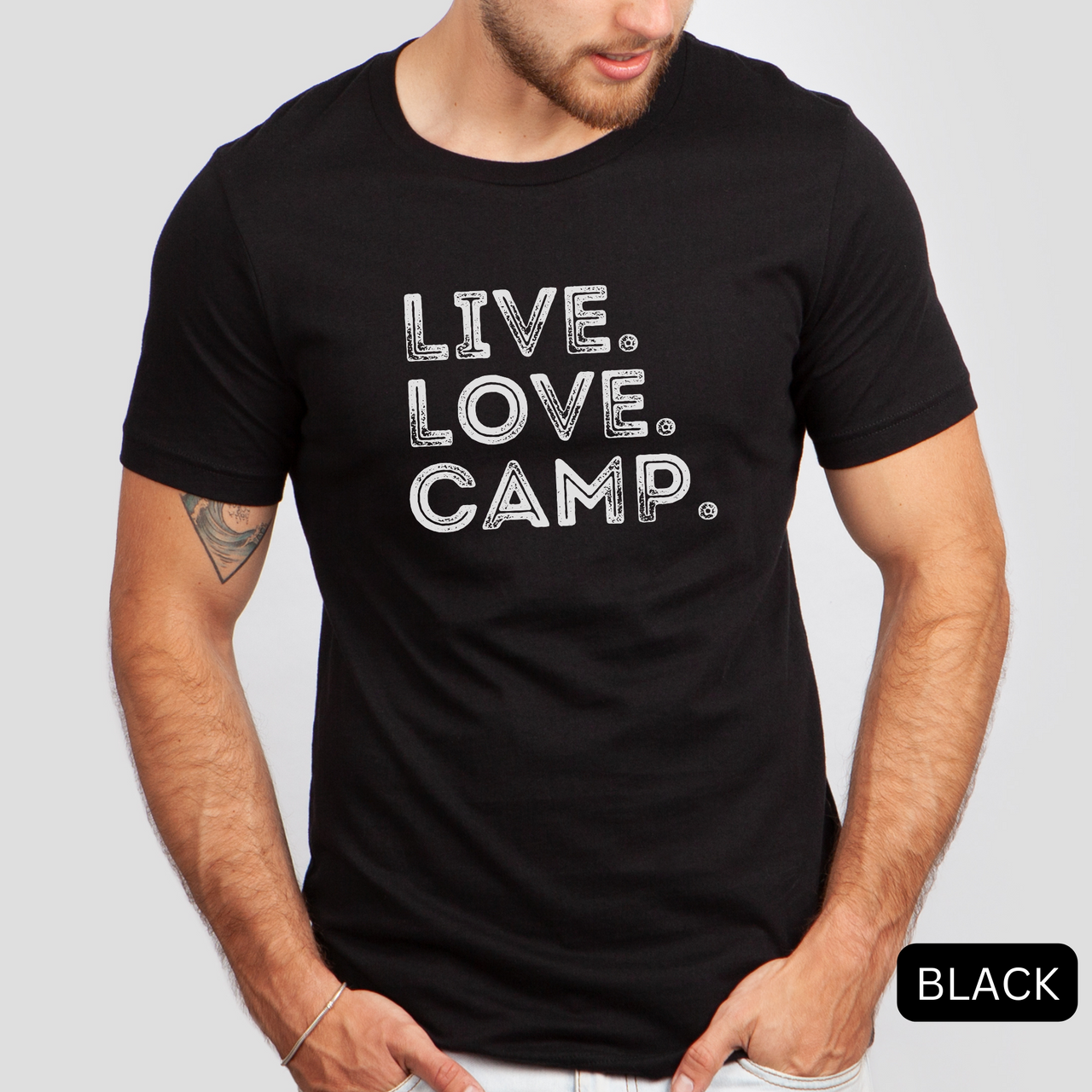 live love camp men black shirt - bw 