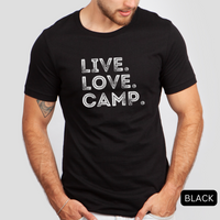Thumbnail for live love camp men black shirt - bw 