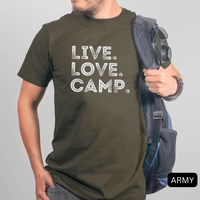 Thumbnail for live love camp men army shirt - bw 