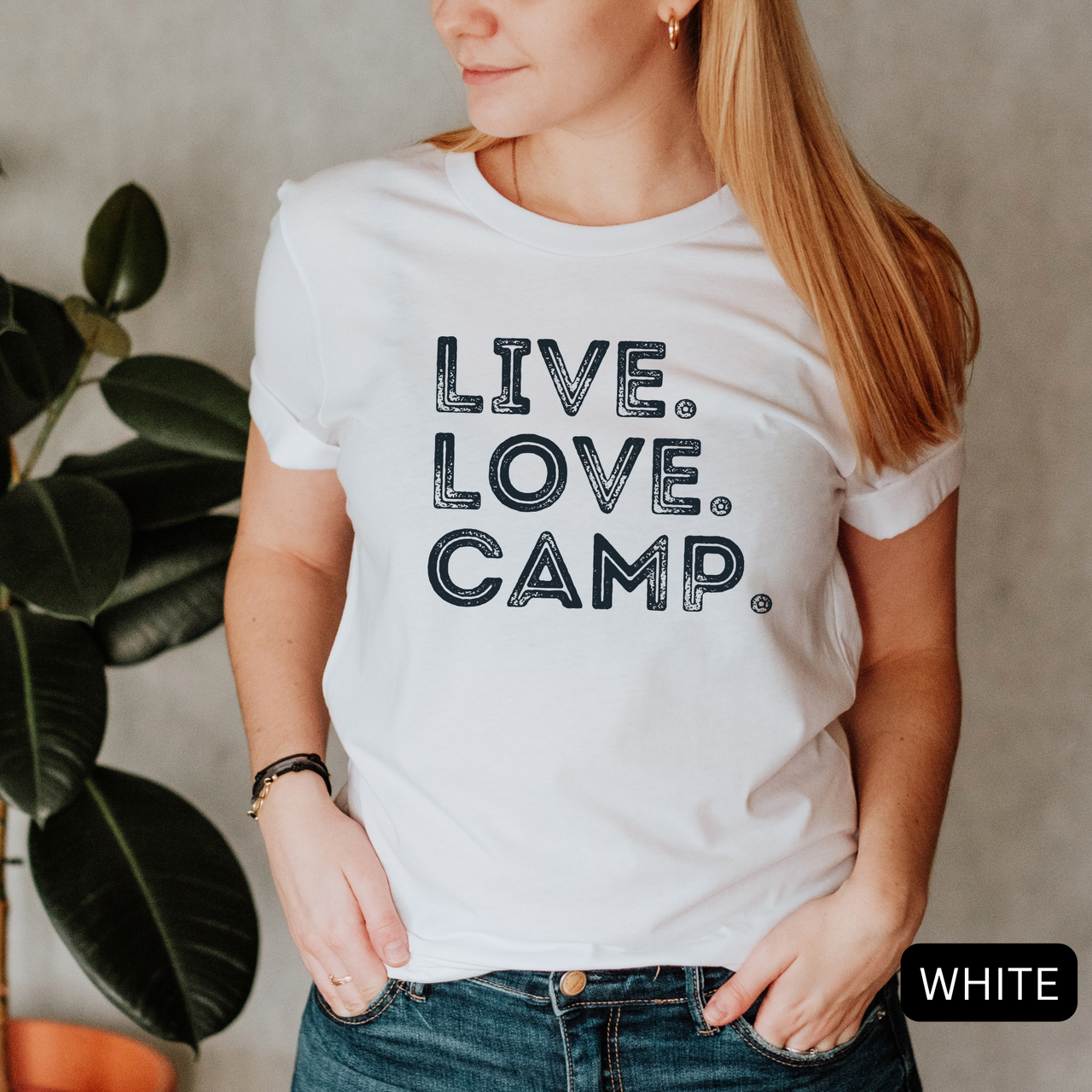 live love camp women white shirt - bw 