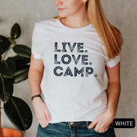 Thumbnail for live love camp women white shirt - bw 