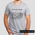 live love camp camping gray shirt - bw