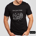 live love camp camping black shirt - bw
