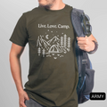 live love camp camping army shirt - bw