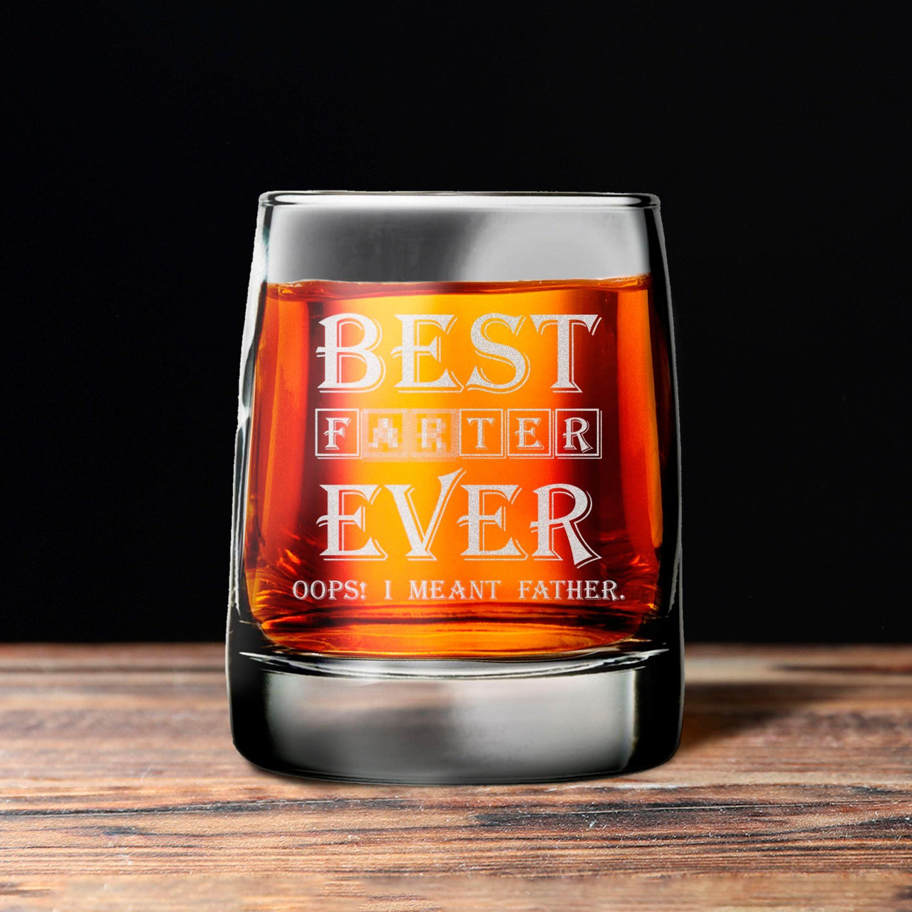 Old Fashioned 12 oz Whiskey Glass - Dad's Gift Personalized Drink Broquet Best Farter Ever 