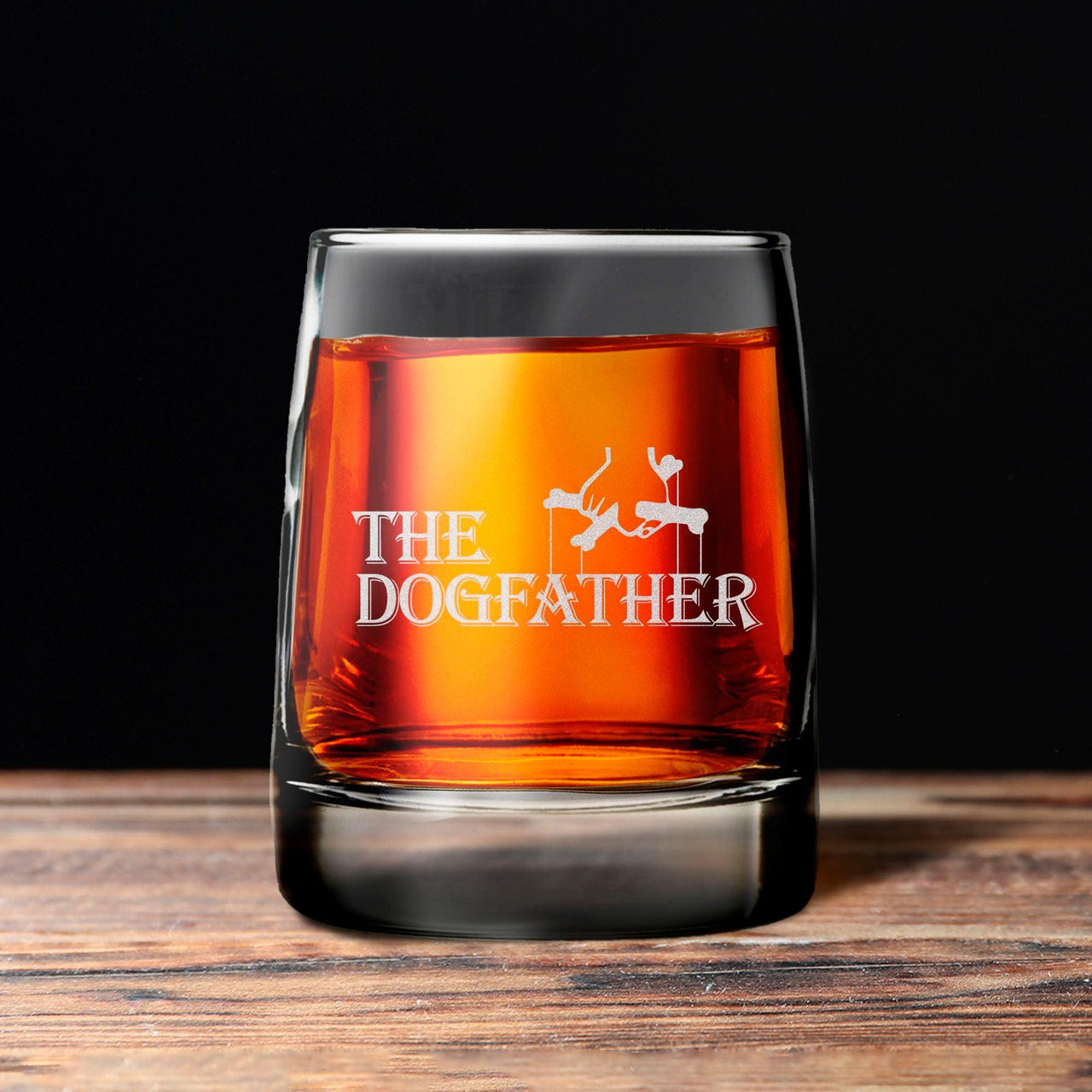 Old Fashioned 12 oz Whiskey Glass - Dad's Gift Personalized Drink Broquet The DogFather 