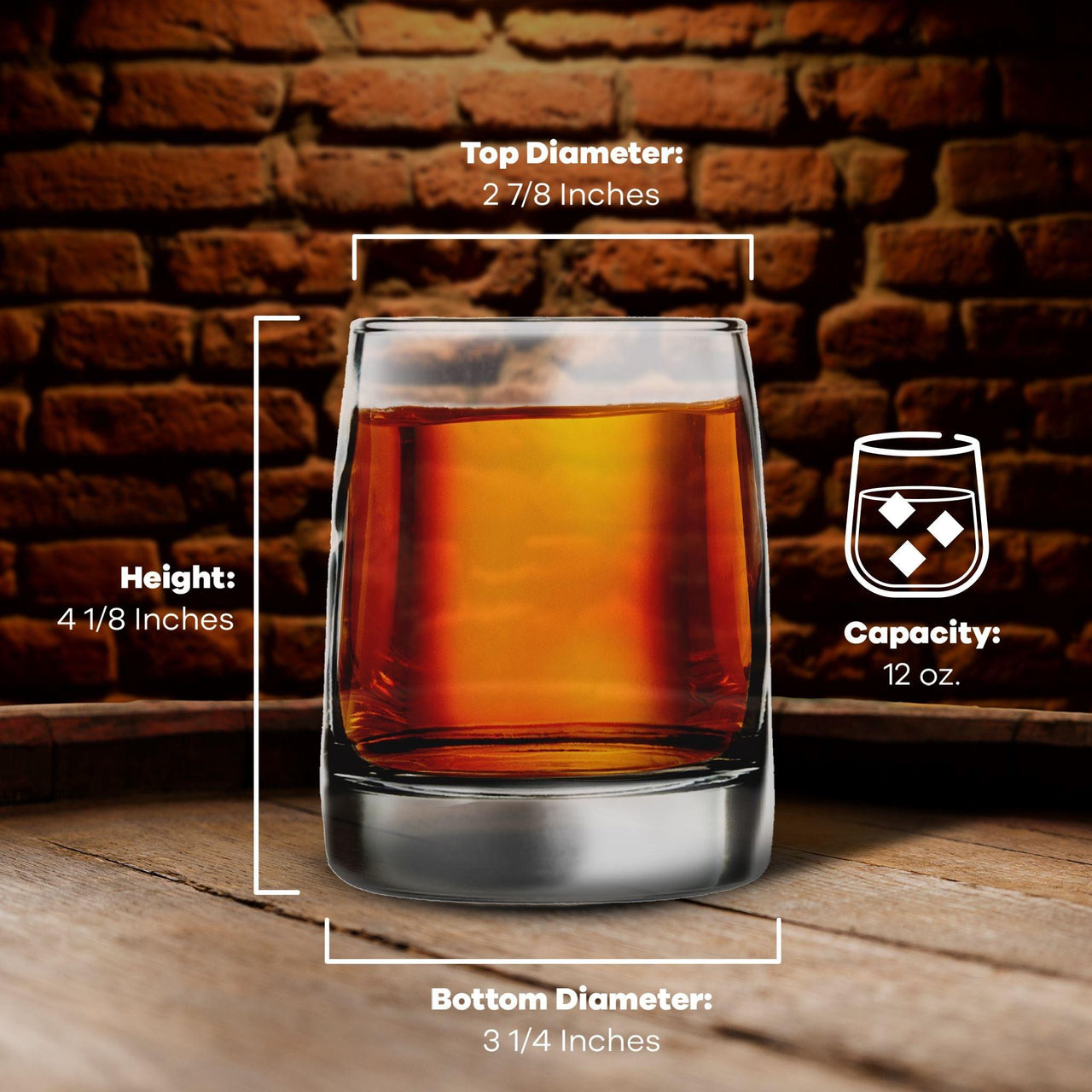 Old Fashioned 12 oz Whiskey Glass - Dad's Gift Personalized Drink Broquet 